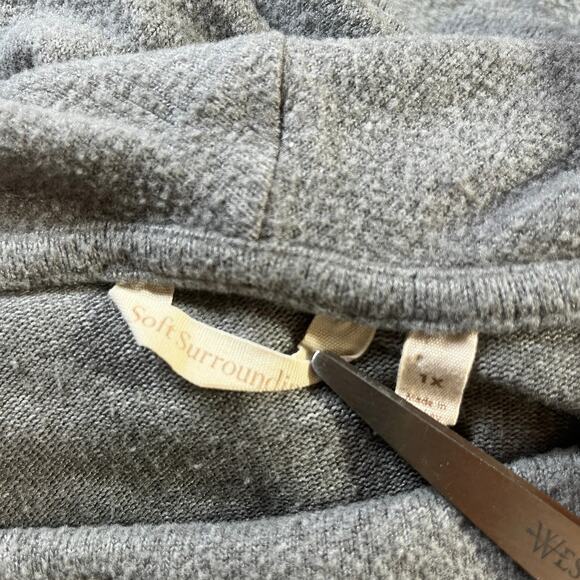 Soft Surroundings Sweater Maxi Dress Womens Size 1X Gray Cowl Neck Long Sleeve - Picture 9 of 13